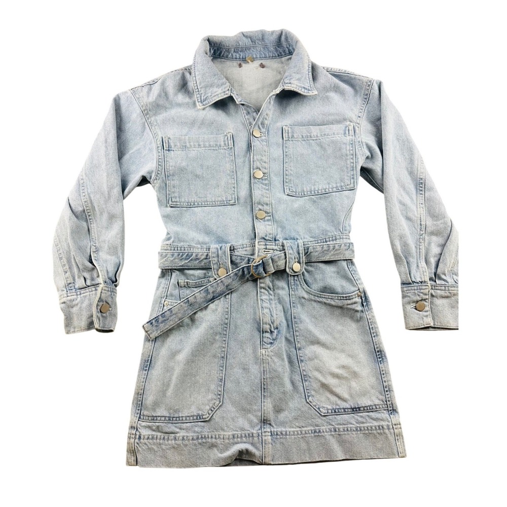 DL1961 Coletta Dress Women XS Blue Fountain Relaxed Washed Denim Mini Utility